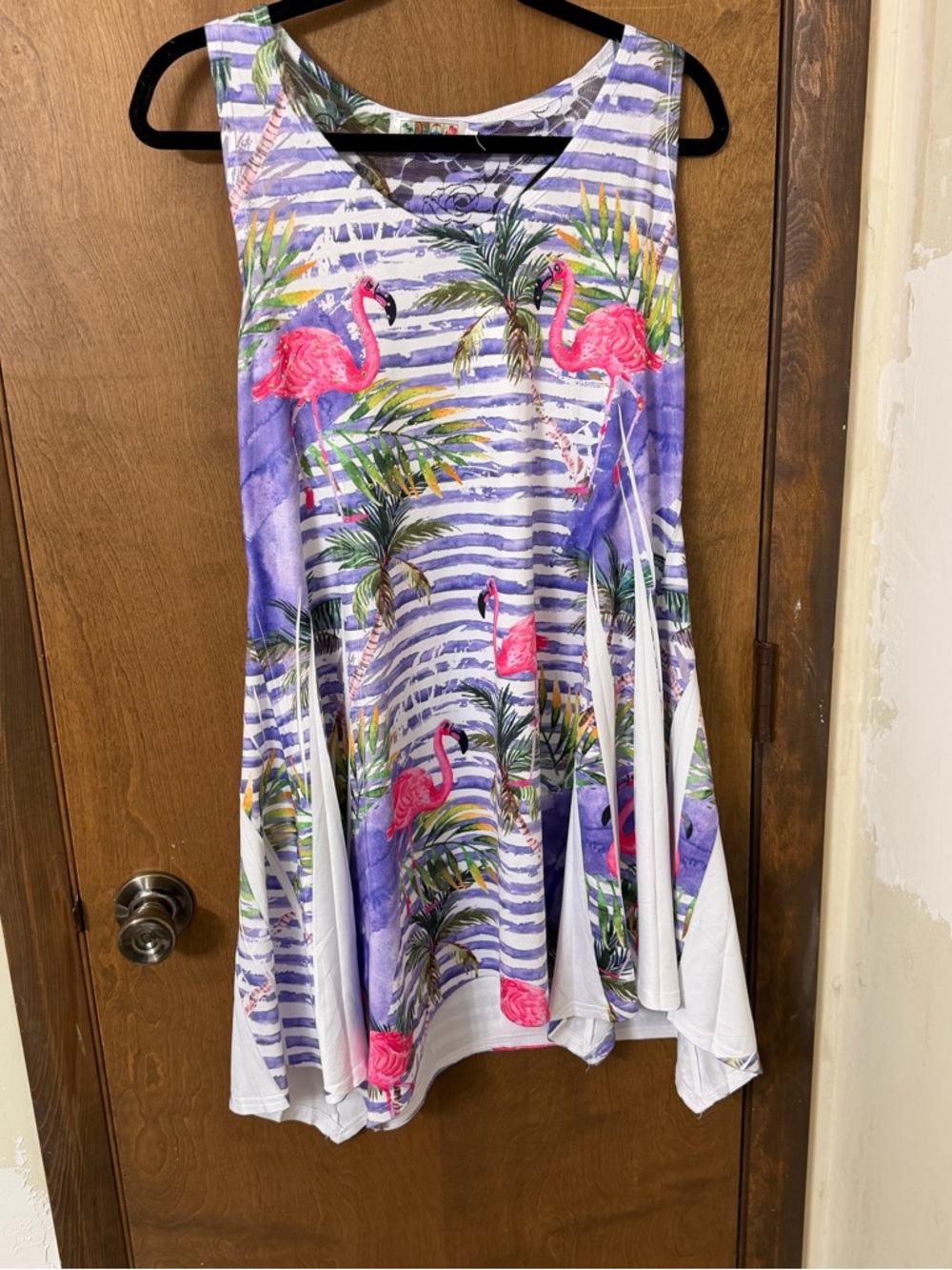 India Boutique (one-size) Purple Striped Flamingo Midi Dress